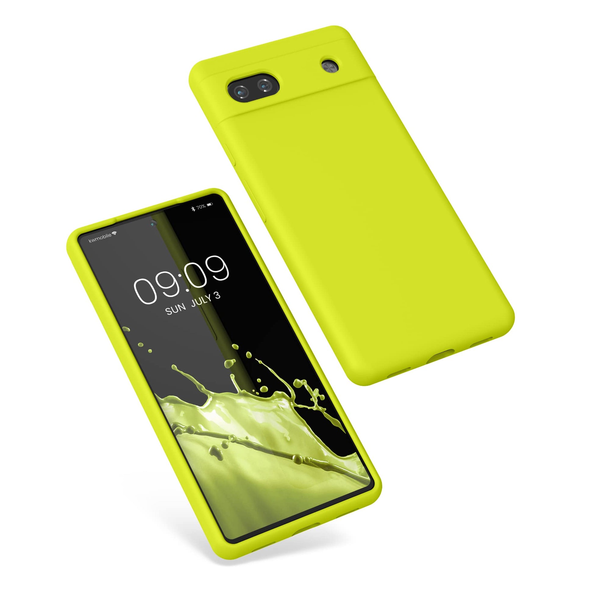 kwmobile Carcasa Compatible con Google Pixel 6a Funda - Case TPU y Silicona antigolpes - Apto Carga inalámbrica - Amarillo limón