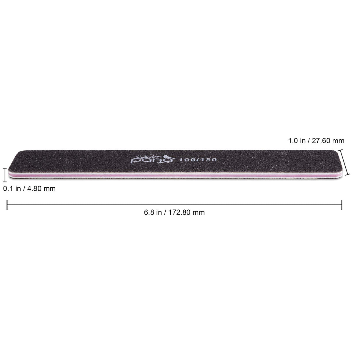 PANA 10 Limas De Uñas Profesionales De Doble Cara De Tamaño Gigante, Color Negro, Grano 100/180, Lima Pulidora De Uñas Para Manicura Y Pedicura, Lavable