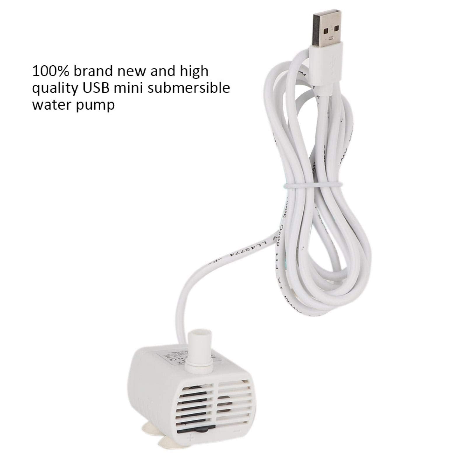 Bomba de fuente para mascotas, Mini bomba USB 200L / H Bomba de agua sumergible para pecera Acuario Dispensador de agua para mascotas