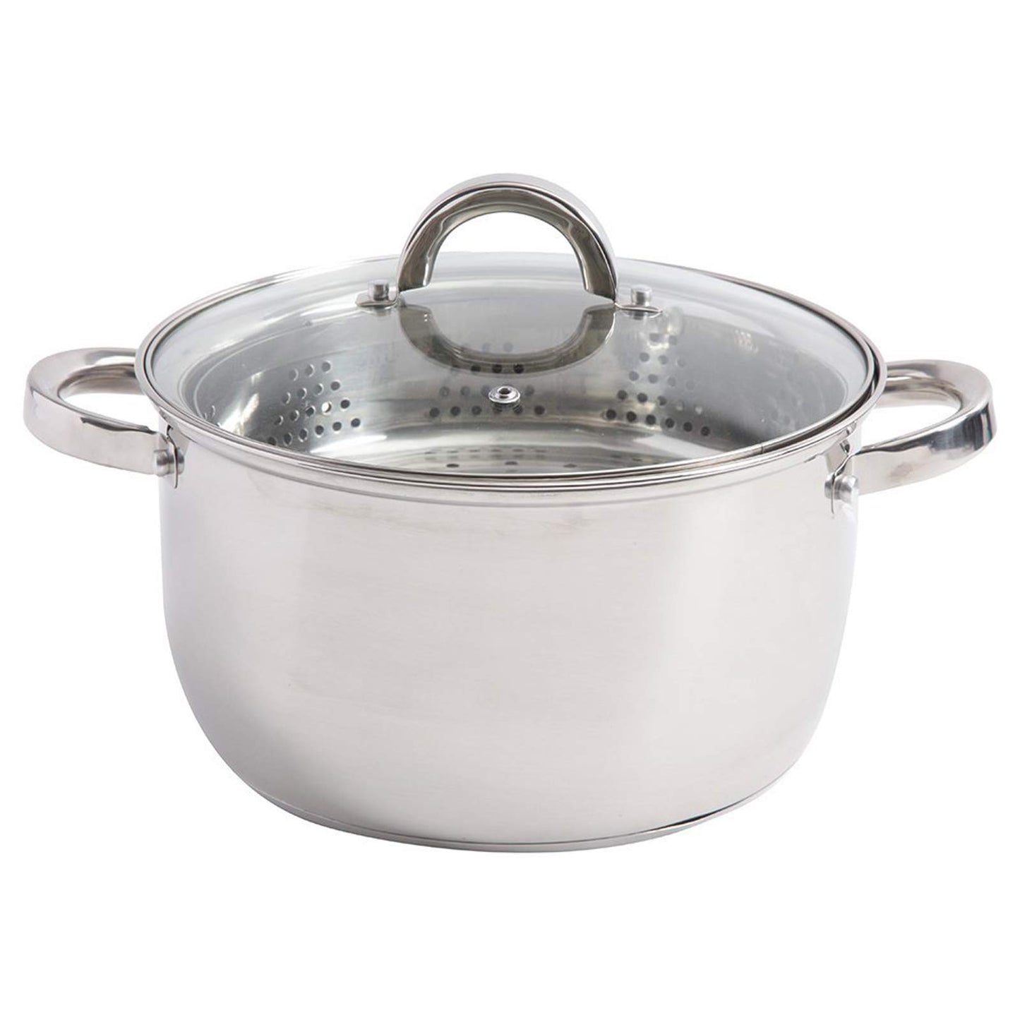 Oster Sangerfield - Cacerola de horno holandesa de 6 cuartos con cesta de vapor, acero inoxidable