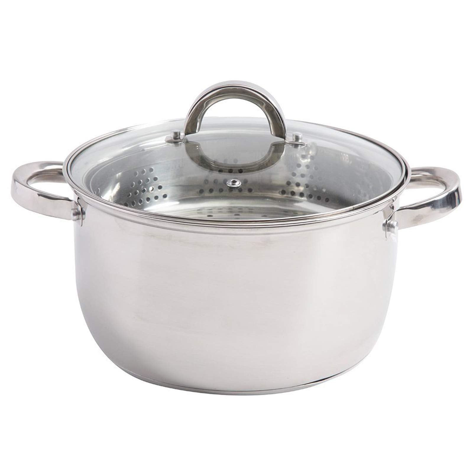 Oster Sangerfield - Cacerola de horno holandesa de 6 cuartos con cesta de vapor, acero inoxidable