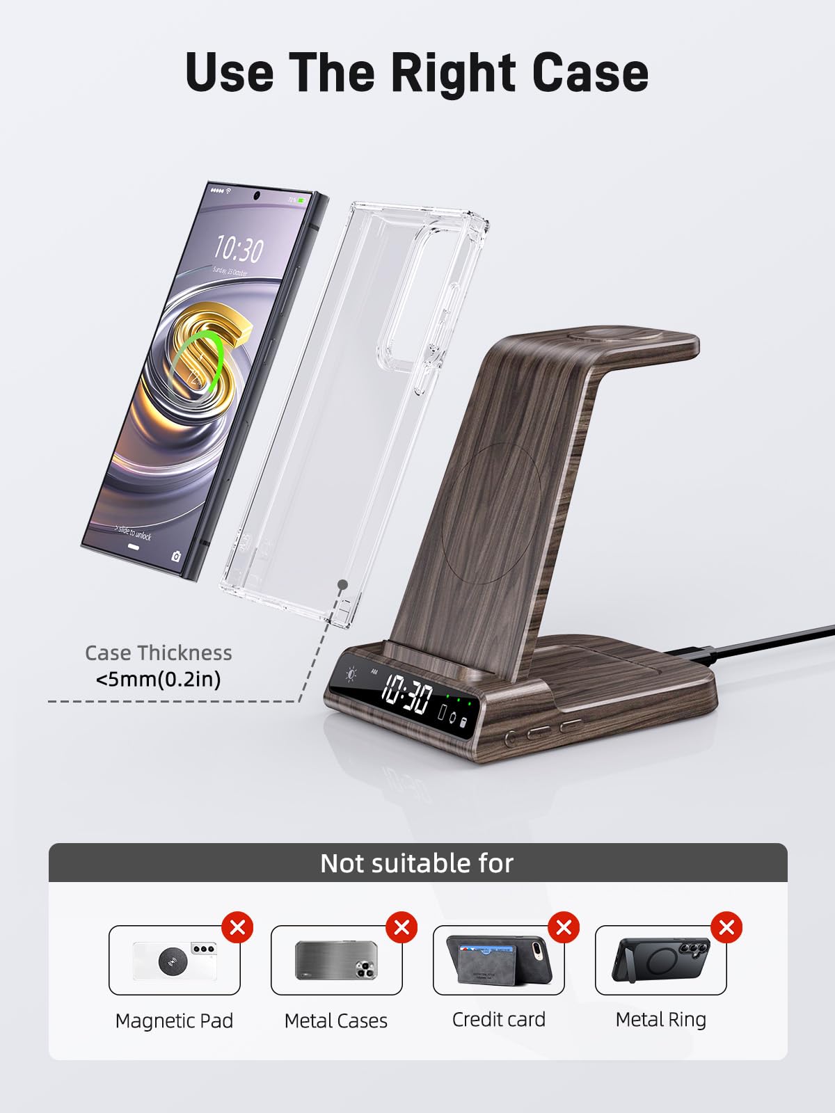Cargador inalámbrico para estación de Carga Samsung, Cargador de teléfono Android 3 en 1 para Samsung Galaxy S25 Ultra/S24 Ultra/S23/Z Fold7/Flip7, Galaxy Watch 8/8 Classic/Ultra/7/6/5, Galaxy Buds 3