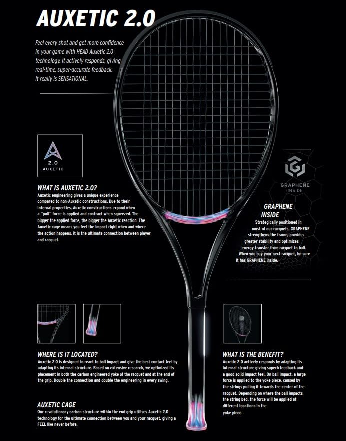 HEAD Speed - Raqueta de Tenis MP de 2.0 Auxetic (Agarre de 4 3/8 Pulgadas)