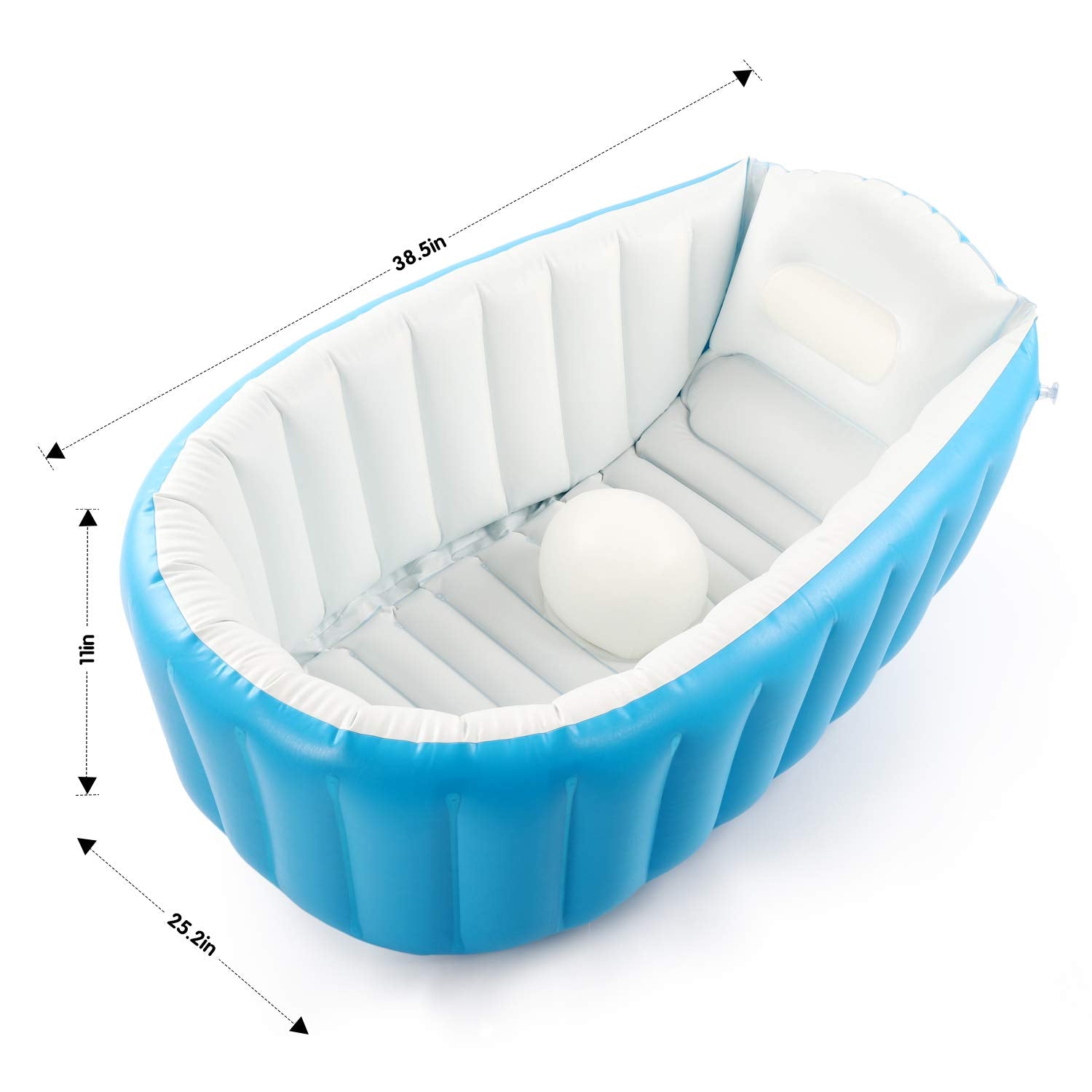 Bañera inflable para bebé, tina de viaje antideslizante portátil para niños pequeños, alberca gruesa plegable para baño con bomba de aire, azul