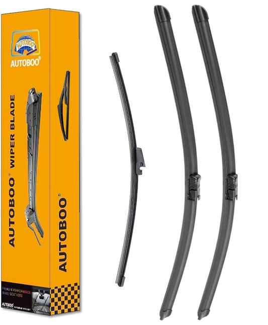 AUTOBOO - Hojas de repuesto de limpiaparabrisas de 24 pulgadas + 21 pulgadas con hoja de repuesto de limpiaparabrisas trasero de 13 pulgadas, calidad original de fábrica (paquete de 3)
