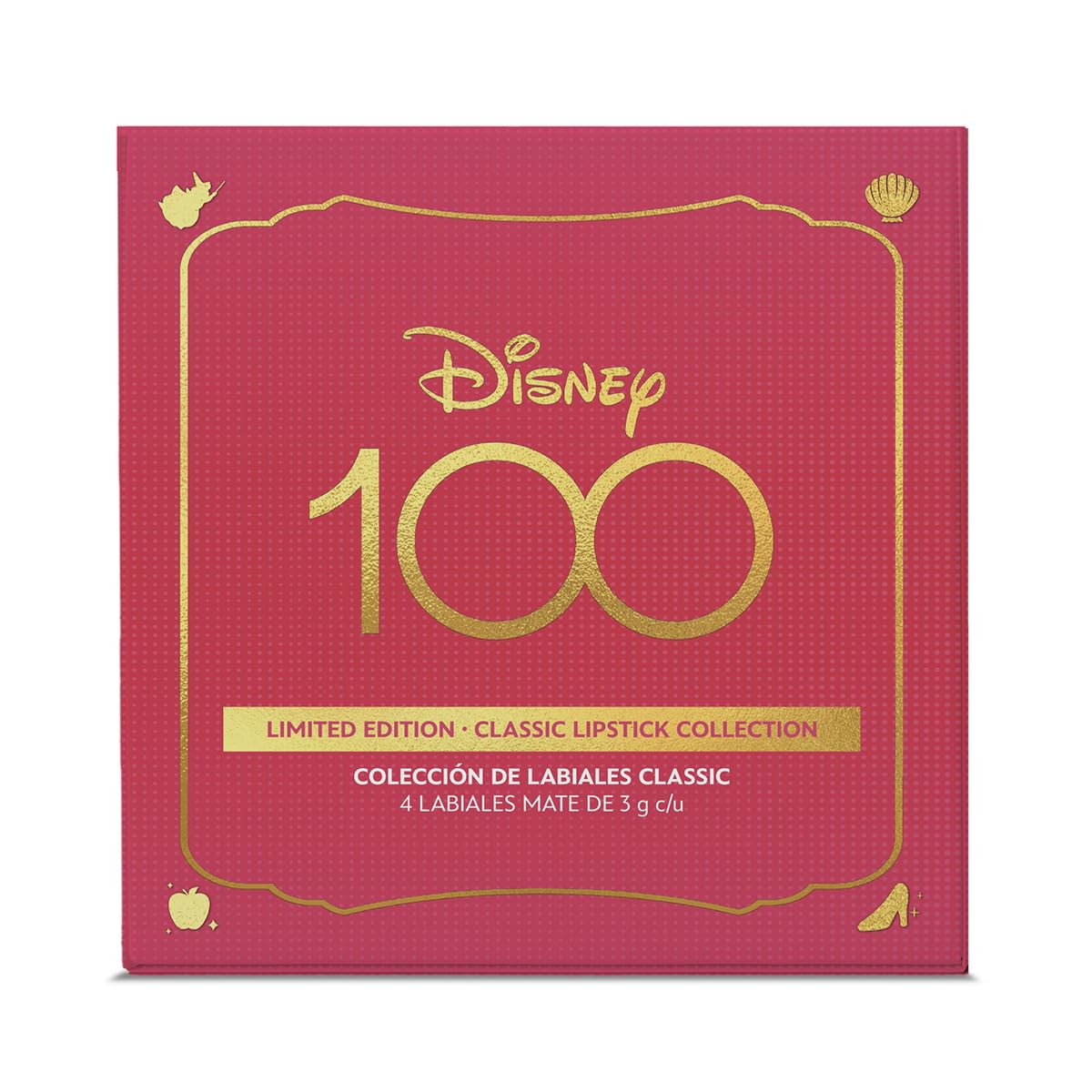 Disney Set 4 Labiales Mate 'Princesas Clásicas': Cobertura Media | Larga Duración y Colores Cálidos para un Look Duradero