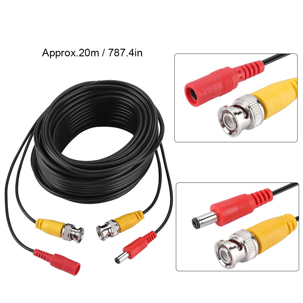 Cable de Alimentación de Video BNC, para de Monitoreo de Cámaras de Vigilancia Por CCTV DVR, Cables Bnc Todo en, Conector de 2.1mm DC (5m, 10m, 15m, 20m)(20m)