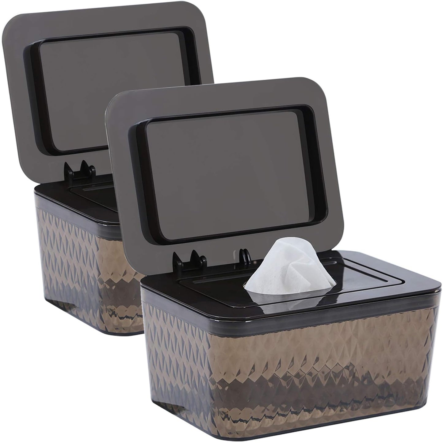 HSWT 2 Pack Dispensador de toallitas con diseño de sello - Juego de caja de dispensador de toallitas para baño, mantiene las toallitas frescas, a prueba de polvo y antideslizante