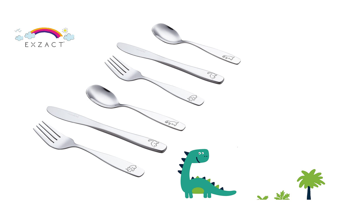 Exzact Cubiertos para niños 6 piezas - Cubiertos de acero inoxidable