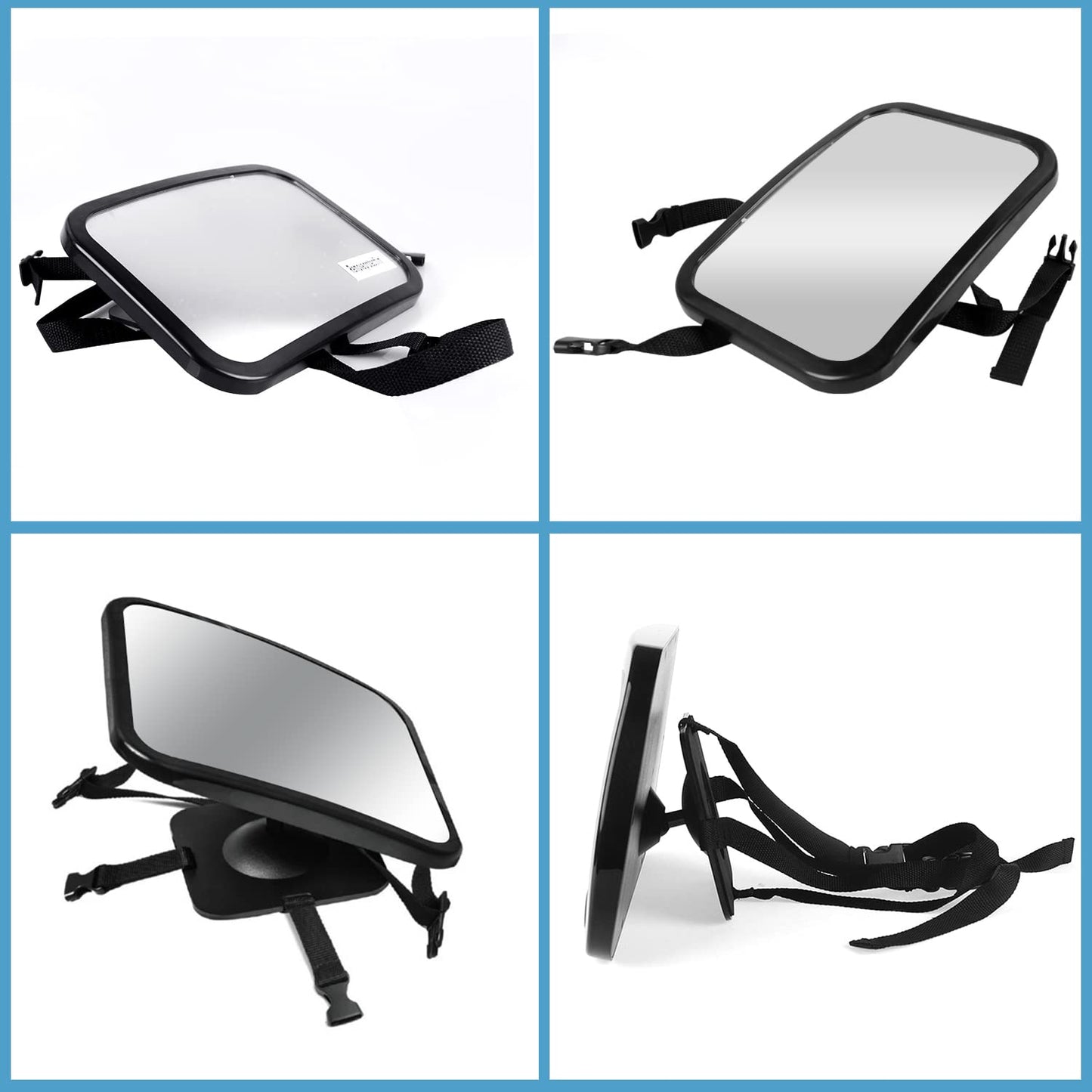 Espejo Bebé Coche - Espejo Asiento Coche Espejo Grande de Seguridad para Niños en Sentido Contrario a la Marcha | Amplia Visión | Inastillable | Rotación de 360° Espejo de Observación para Bebé