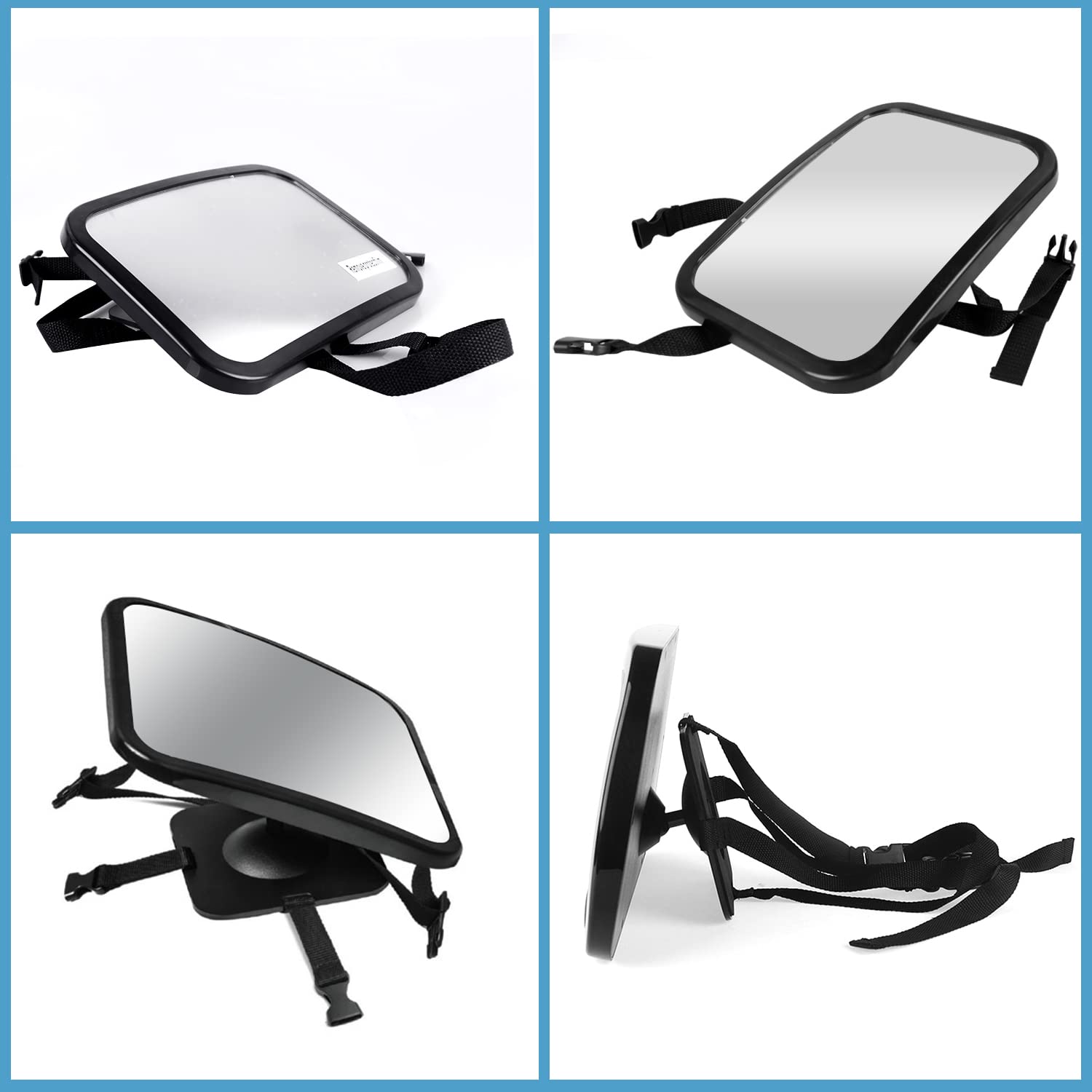 Espejo Bebé Coche - Espejo Asiento Coche Espejo Grande de Seguridad para Niños en Sentido Contrario a la Marcha | Amplia Visión | Inastillable | Rotación de 360° Espejo de Observación para Bebé