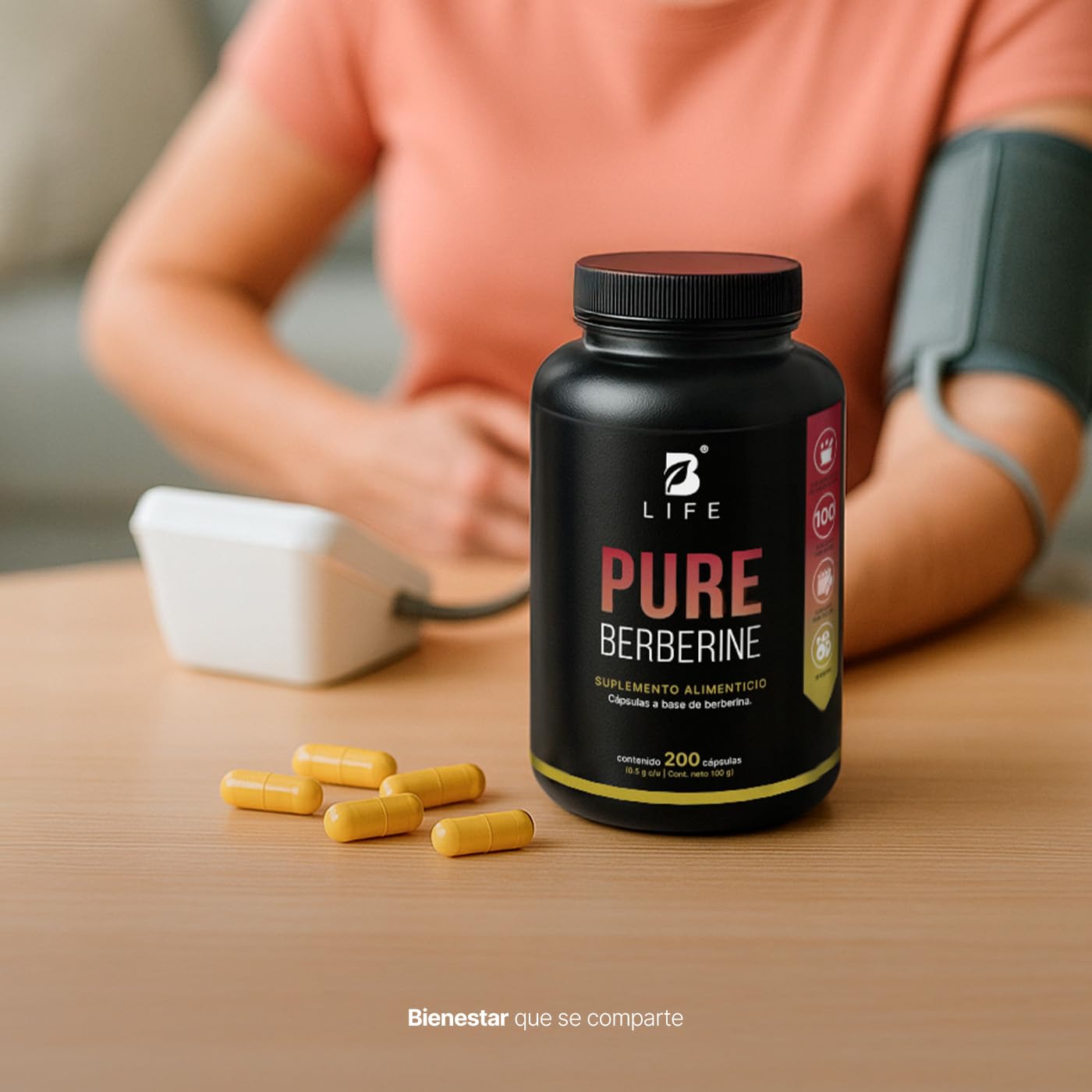B Life Berberina HCL Pura 1000 mg | 200 Cápsulas | Ingredientes Naturales | Pure Berberine.