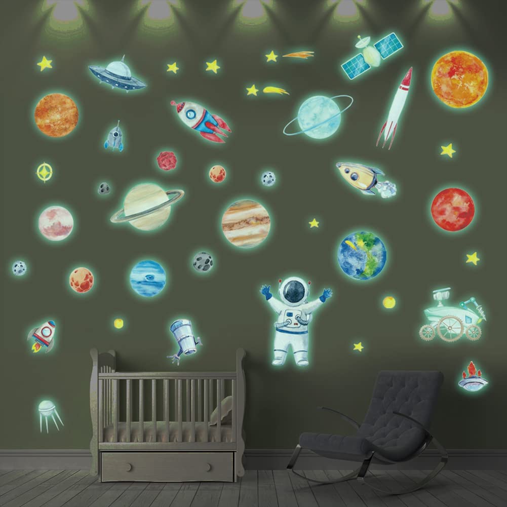 74Pzs Pegatinas Luminosas de Pared, Calcomanías Que Brillan en la Oscuridad