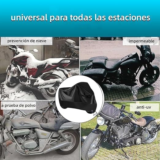 Balabow Cubierta de Motocicleta, Funda para Moto Impermeable, Motocicleta Protectora Poliéster para Motocicletas como Honda, Yamaha, Suzuki, Harley y más (Negro, M)