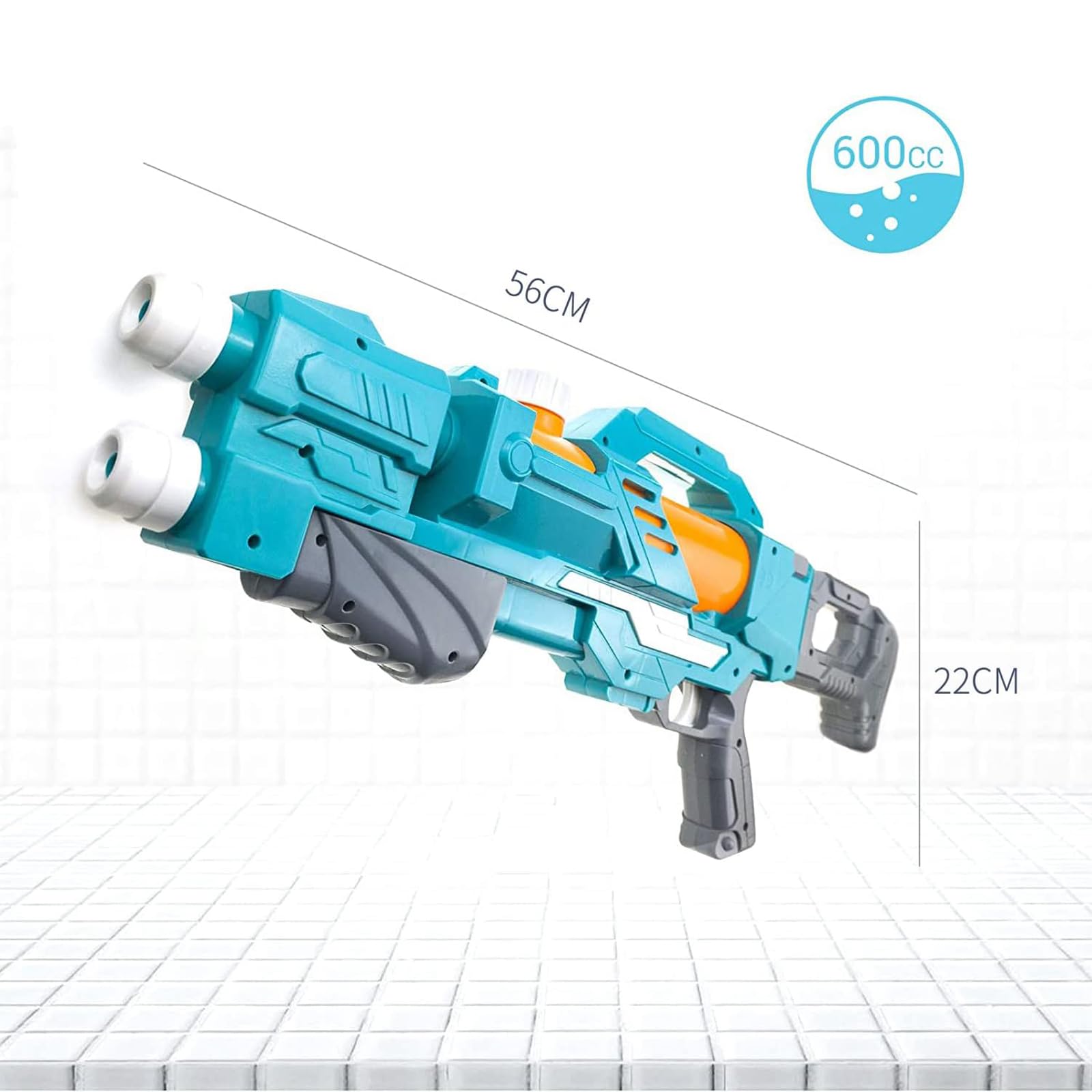Pistola de Agua SANTSHINE Azul de Alta Capacidad con Dos Boquillas para Niños y Adultos