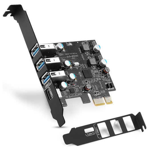 Tarjeta de Expansión USB PCIe 3.0 YEELIYA 4 Puertos USB-C y Tipo A con Soporte de Perfil bajo