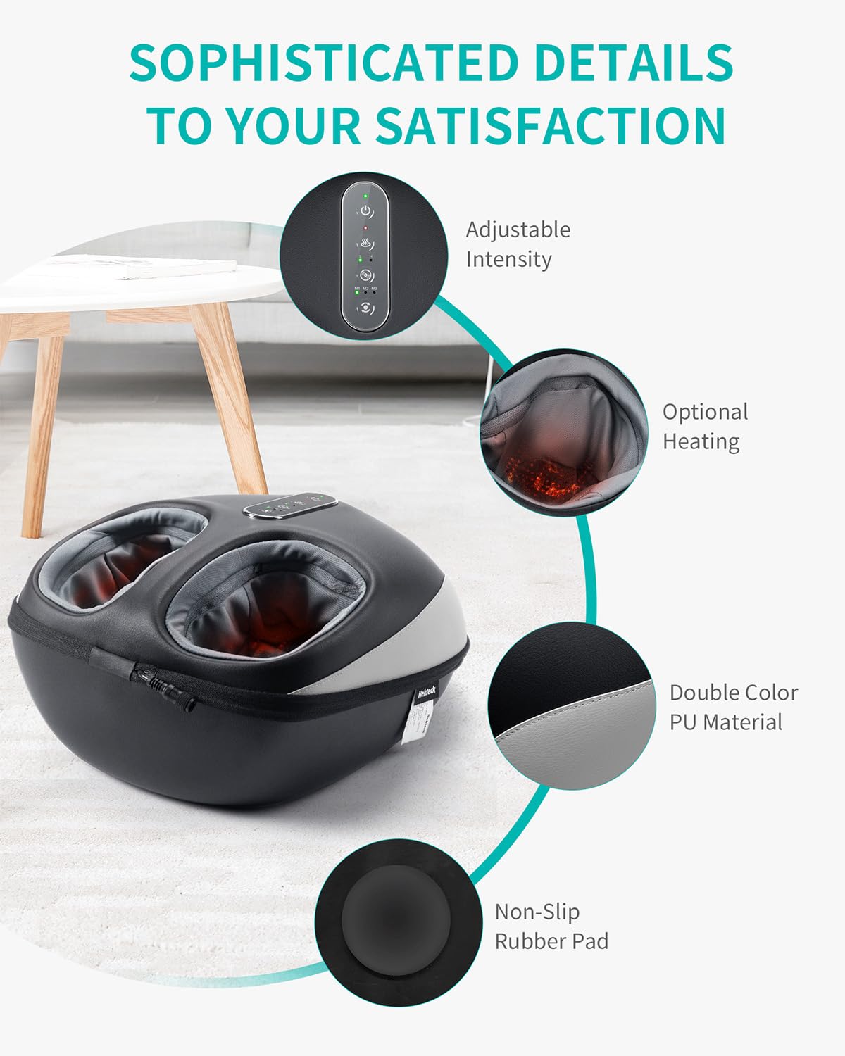 Máquina Masajeadora de Pies Nekteck con Calor y Compresión de Aire Shiatsu para Mujer y Hombre