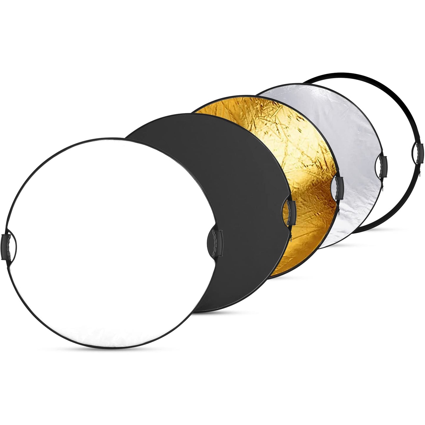 NEEWER Reflector de Luz de 32"/80cm con Empuñadura Rosca 3/8", Difusor de Luz de Disco Plegable 5 en 1 Translúcido/Plateado/Dorado/Blanco/Negro para Iluminación Fotográfica, para Exteriores, RF-110II
