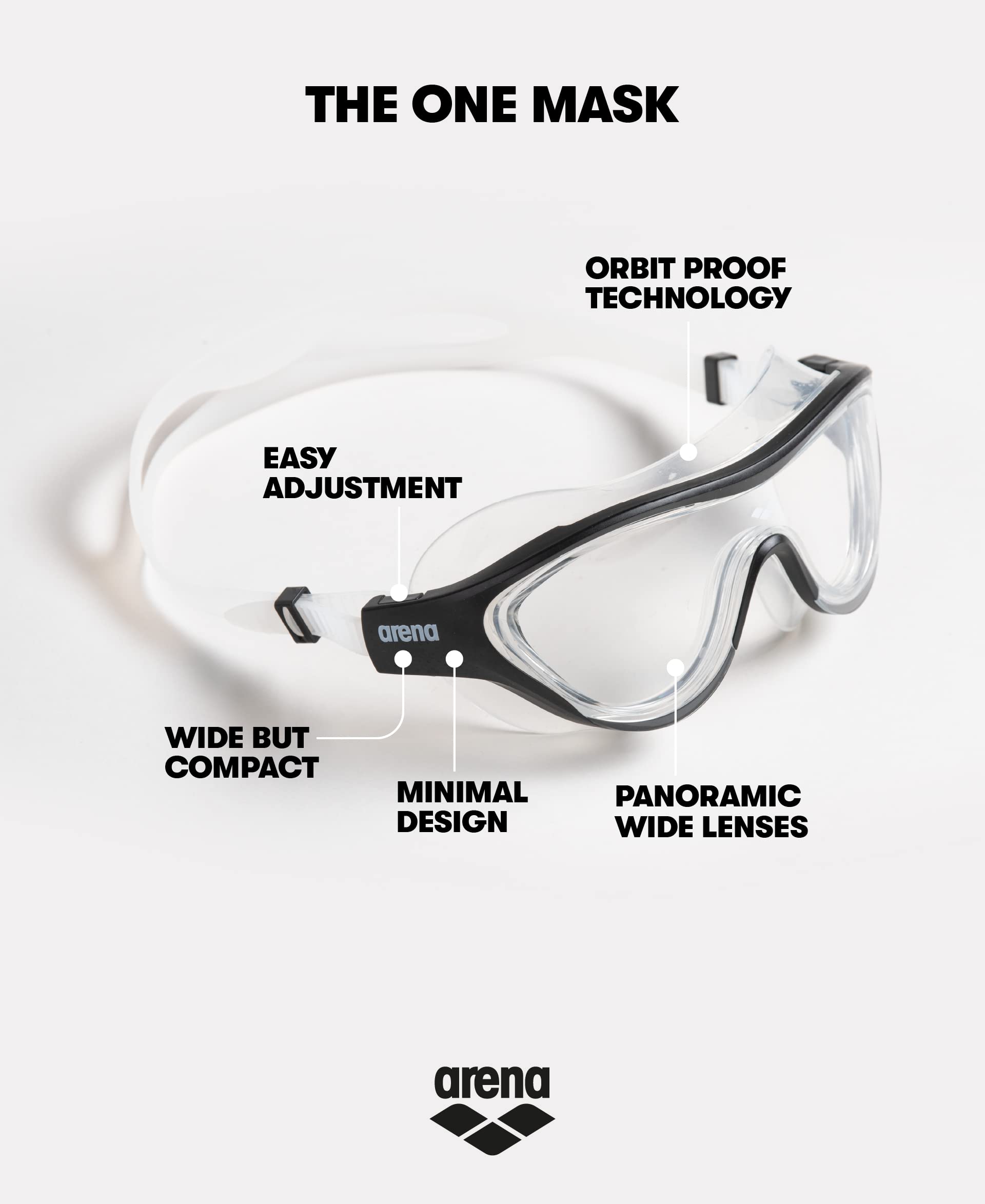 ARENA - Máscara de natación Unisex para Adultos, Unisex, para Hombres y Mujeres, Lentes de policarbonato sin Espejo, Color Ahumado/Verde Oscuro