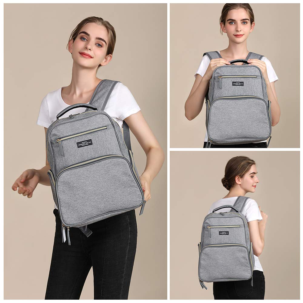Mochila de extracción de leche para pañales, mochila multifunción para trabajo al aire libre con bolsillo aislante, gris, L