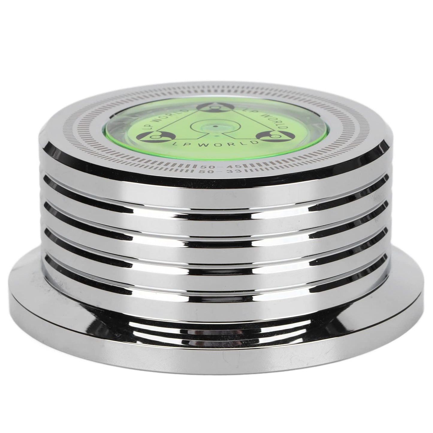 Estabilizador de Discos de Vinilo, Estabilizador de Peso de Discos, Abrazadera de Disco Giratoria de Aluminio con Nivelación de Burbujas para Tocadiscos LP de 50 Hz, Estabilizador de Discos de(Plata)