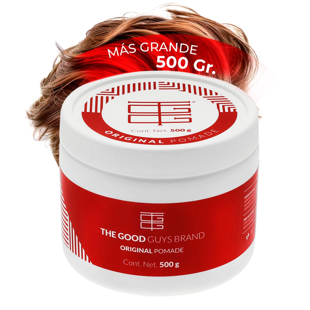 Cera para Cabello Hombre 500 gr | Original Pomade Fijación Media | Aspecto Brillante y Saludable | Pomada para Cabello Hombre Sin Químicos Agresivos | THE GOOD GUYS BRAND