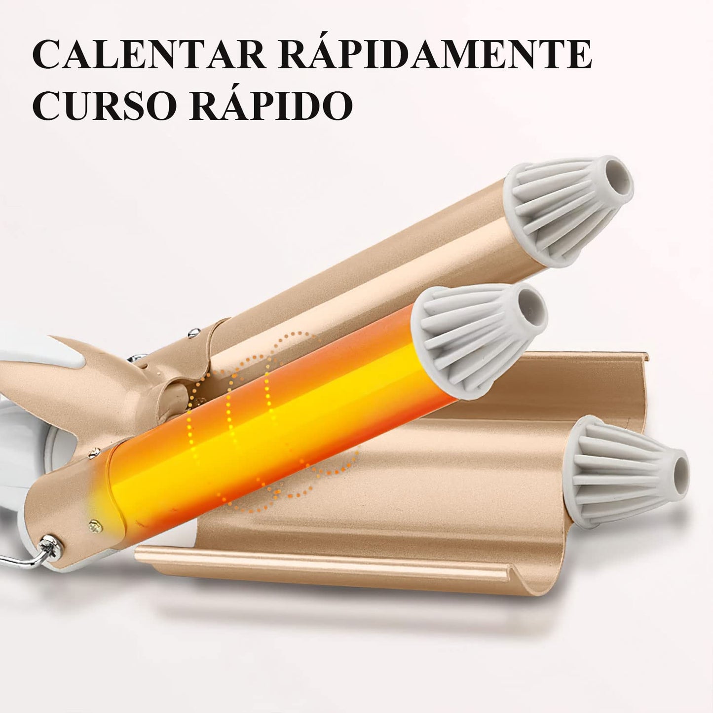 Rizador de Pelo,25mm Rizador De Cabello Ondas Cerámica 3 Barriles,Rizador para Cabello,Ondas Cerámica con Temperatura Ajustable, Calienta Rápidamente para Mujer en Casa y Viaje, Cabello Largo o Corto Herramientas de Peinado,Oro
