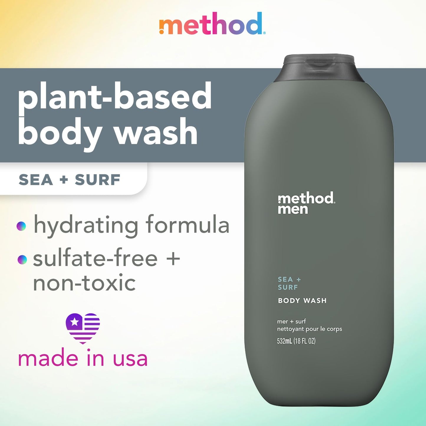Method Men, Body Wash, Sea + Surf, 18 fl oz (532 ml)