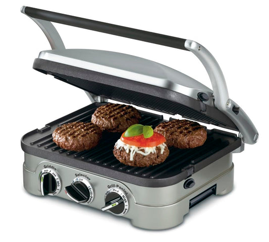 Cuisinart Panini Prensa, plancha de acero inoxidable, sandwichera y más, 5-IN-1, GR-4NP1