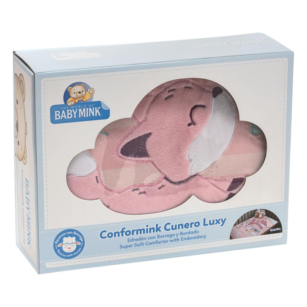 Baby Mink Edredón para Bebé con Borrega, Cobertor Suave y Cálido para Descanso (Rosa)