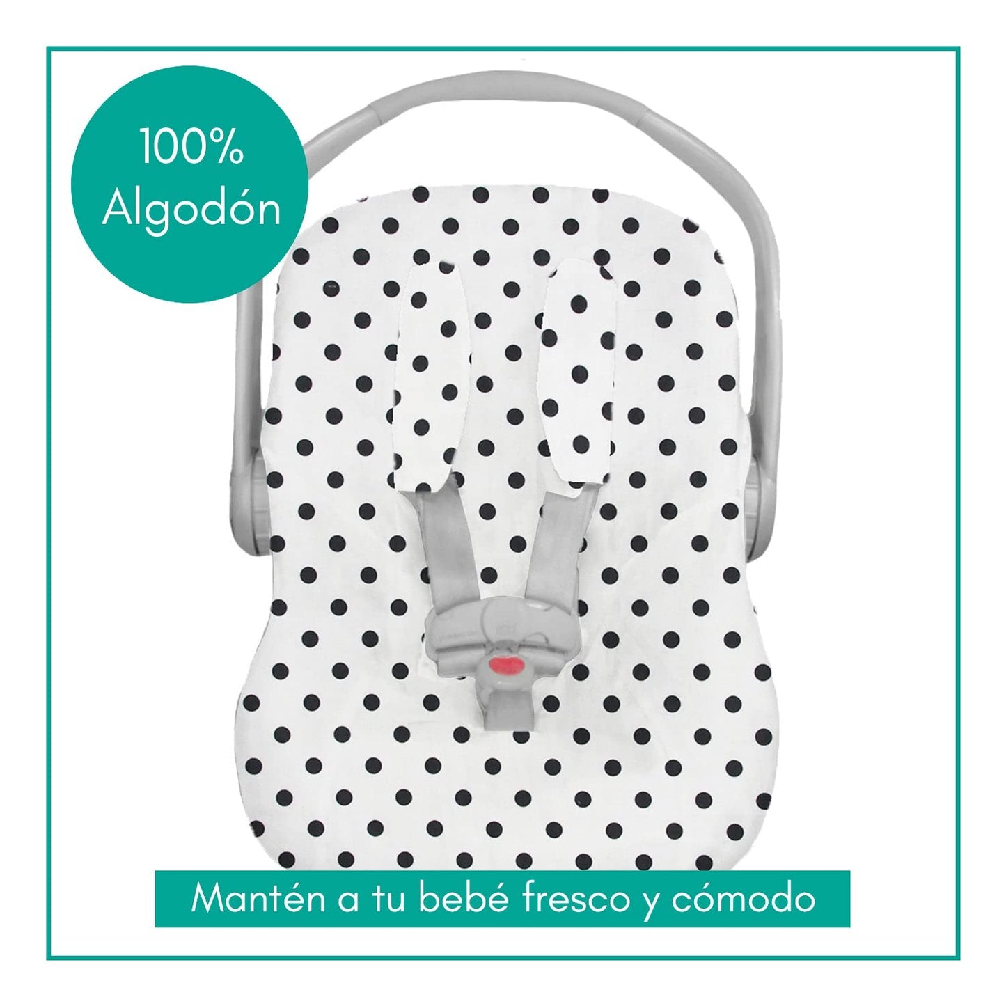 Funda Porta Bebé Nap Baby Dots Blanco Algodón Hipoalergénica Ajustable
