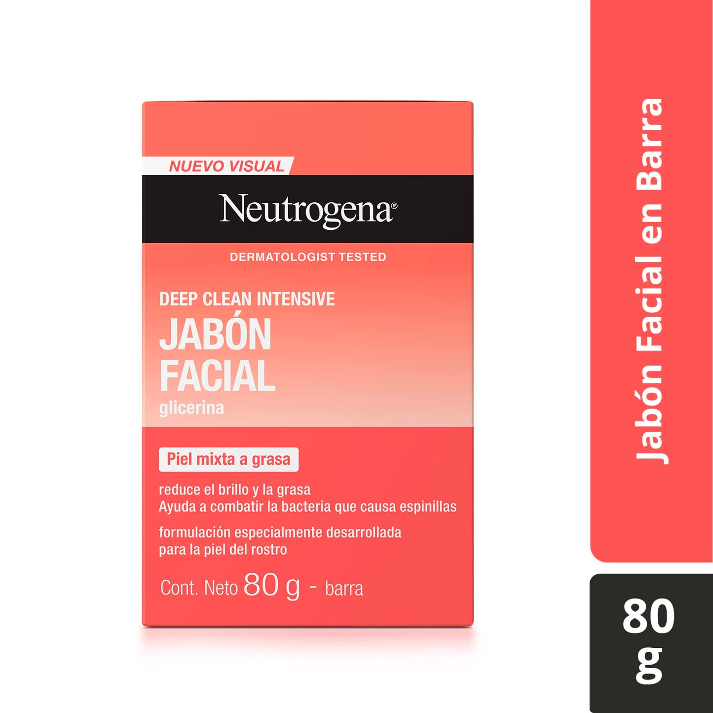 Jabón Facial En Barra Neutrogena Deep Clean Intensive Glicerina 80 g, 1 item + Hidratante Facial Hydro Boost Water gel 50 g
