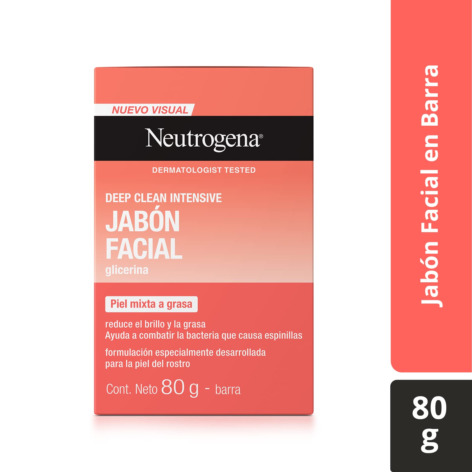 Jabón Facial En Barra Neutrogena Deep Clean Intensive Glicerina 80 g, 1 item + Hidratante Facial Hydro Boost Water gel 50 g