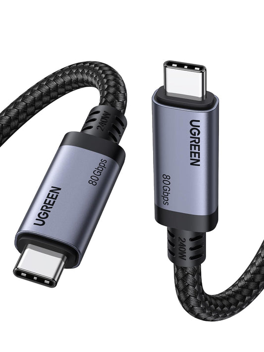 Cable USB C de Carga Rápida UGREEN 240W Gris 80 Gbps 16K 60Hz PD 3.1 Compatible Monitor Hub Dock 1M