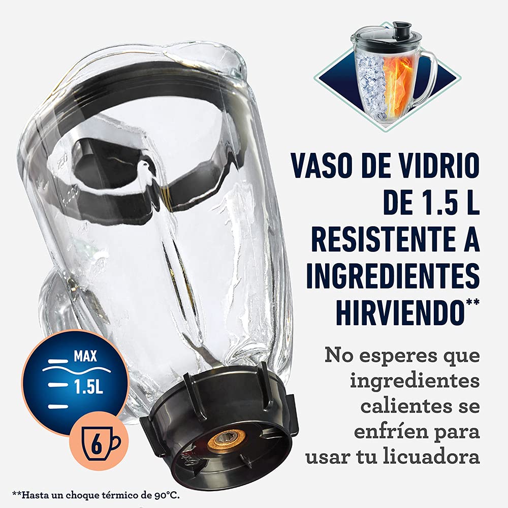 Licuadora Oster Cromada Reversible con Vaso de Vidrio