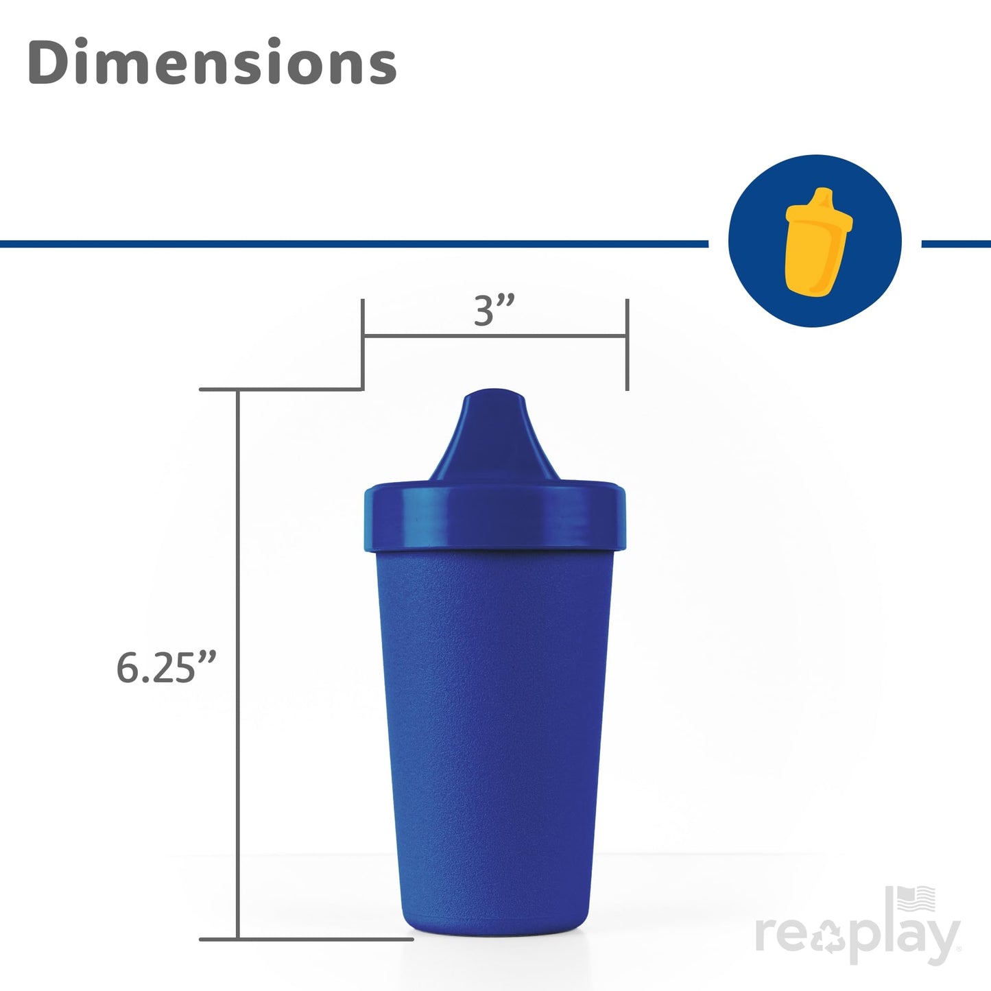 Re-Play - Juego de 4 tazas para beber a prueba de derrames para niños pequeños, reutilizables de 10 onzas, aptas para lavaplatos y microondas, fabricadas en Estados Unidos, azul fresco