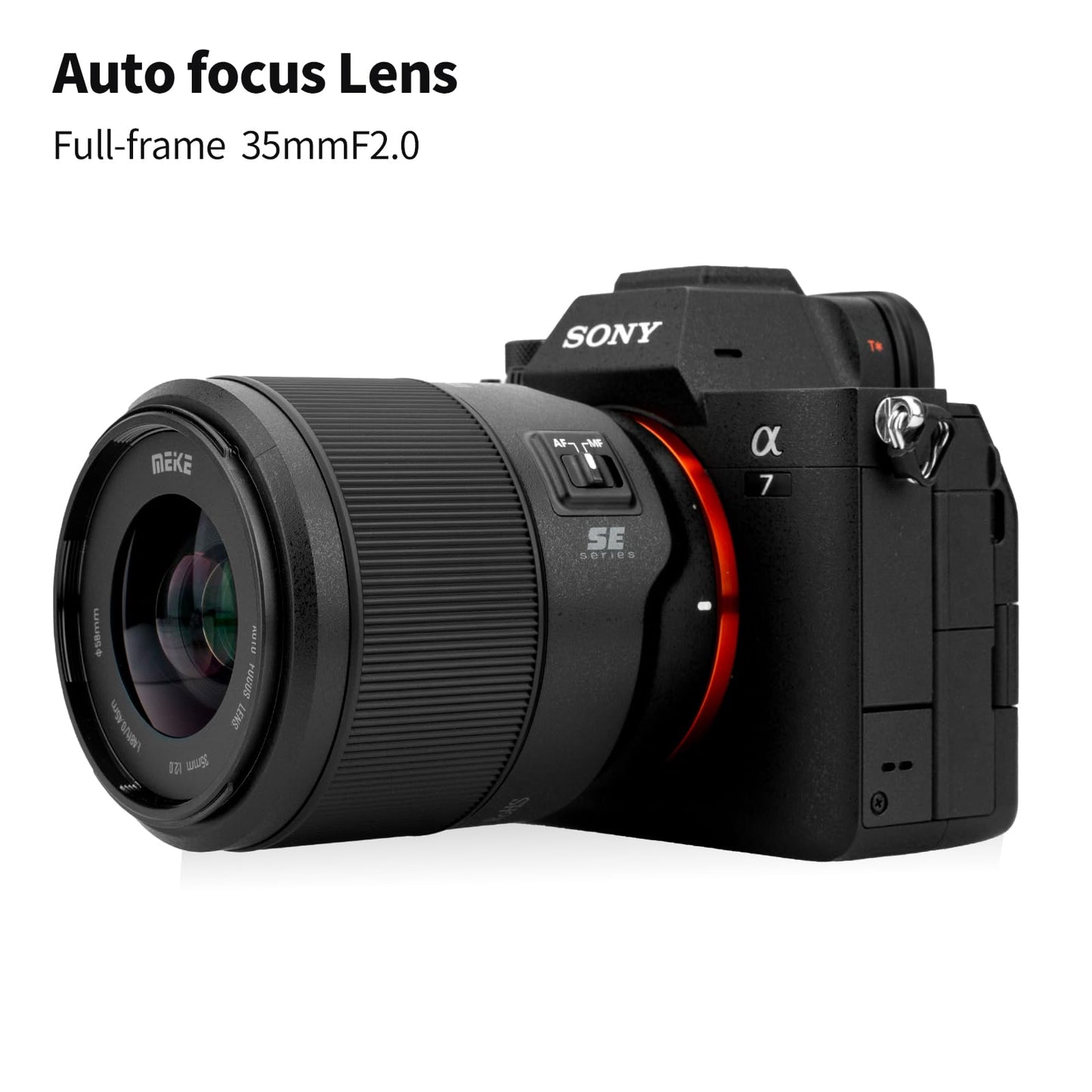 Meike 35mm F2.0 Full Frame de Lente de Motor Paso a Paso STM Enfoque automático Compatible con cámaras Sony E Mount A7 A7R A7IV A7R IV A7III A7RII A7RIII A7SIII A9 A7C A7CII