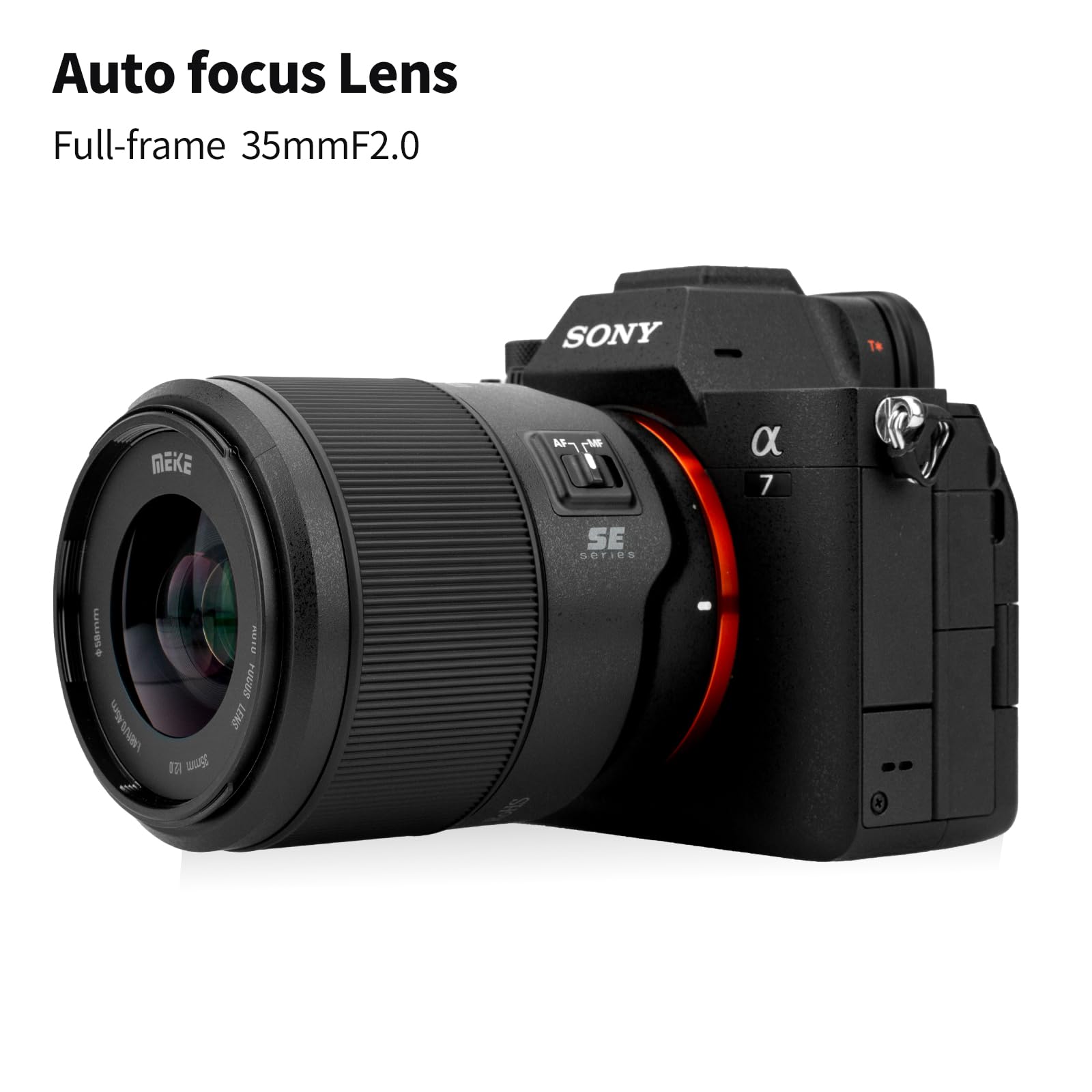 Meike 35mm F2.0 Full Frame de Lente de Motor Paso a Paso STM Enfoque automático Compatible con cámaras Sony E Mount A7 A7R A7IV A7R IV A7III A7RII A7RIII A7SIII A9 A7C A7CII