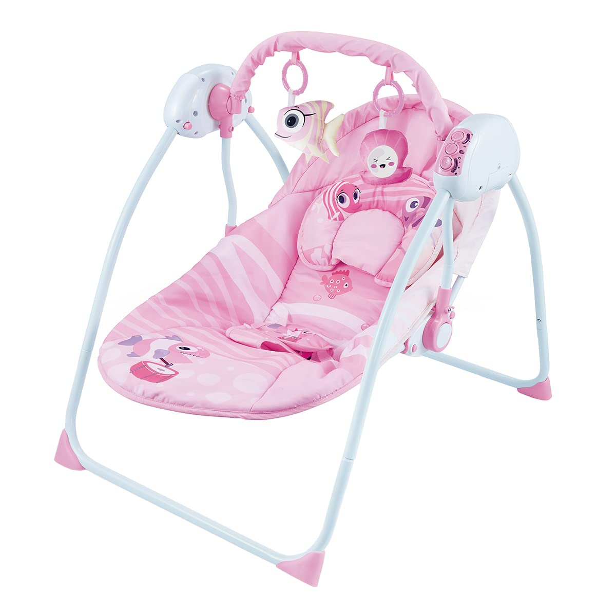 Silla Mecedora Eléctrica Raganet Rosa con Columpio a Control Remoto y Música para Bebés