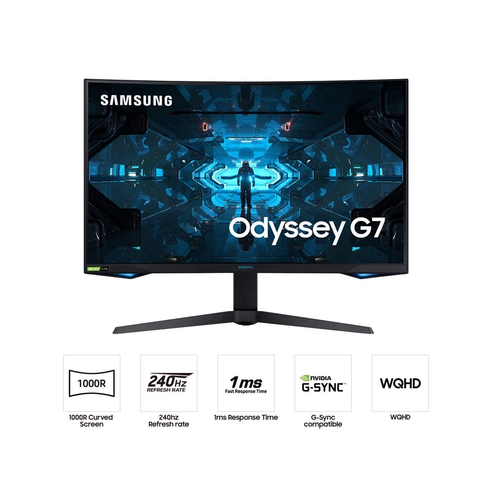 Monitor Curvado SAMSUNG Odyssey G7 Series WQHD Juegos 240 Hz 1 ms HDMI G-Sync FreeSync Premium Pro