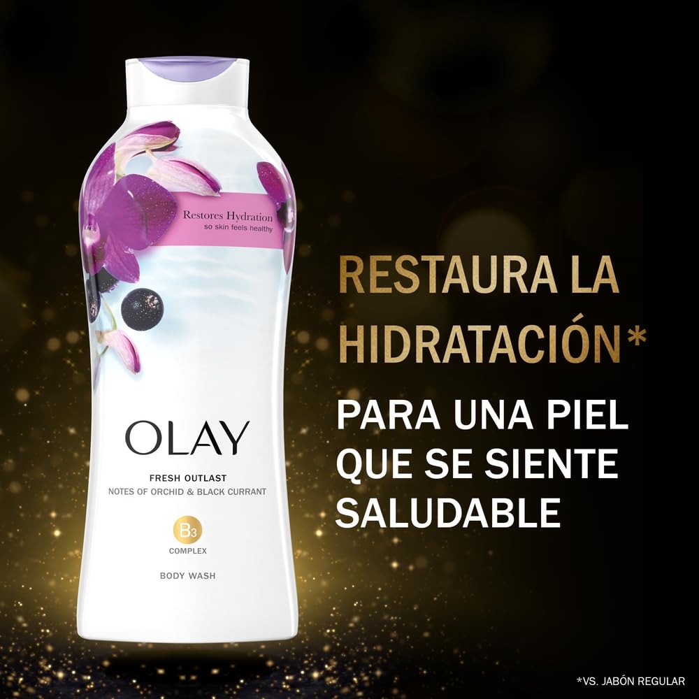 OLAY, Gel Líquido Corporal, Ultra Hidratante con Vitamina B3, Notas de orquídea y grosella negra, 650 ml