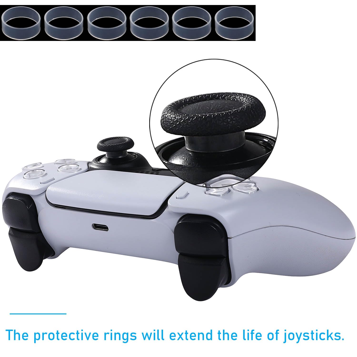 Ikpek - Juego de 6 joysticks de efecto salón de repuesto para driver DualSense PS5, sensor analógico 3D para rueda de pulgar de palanca de mando de mando de mando de mando de mando de PlayStation 5