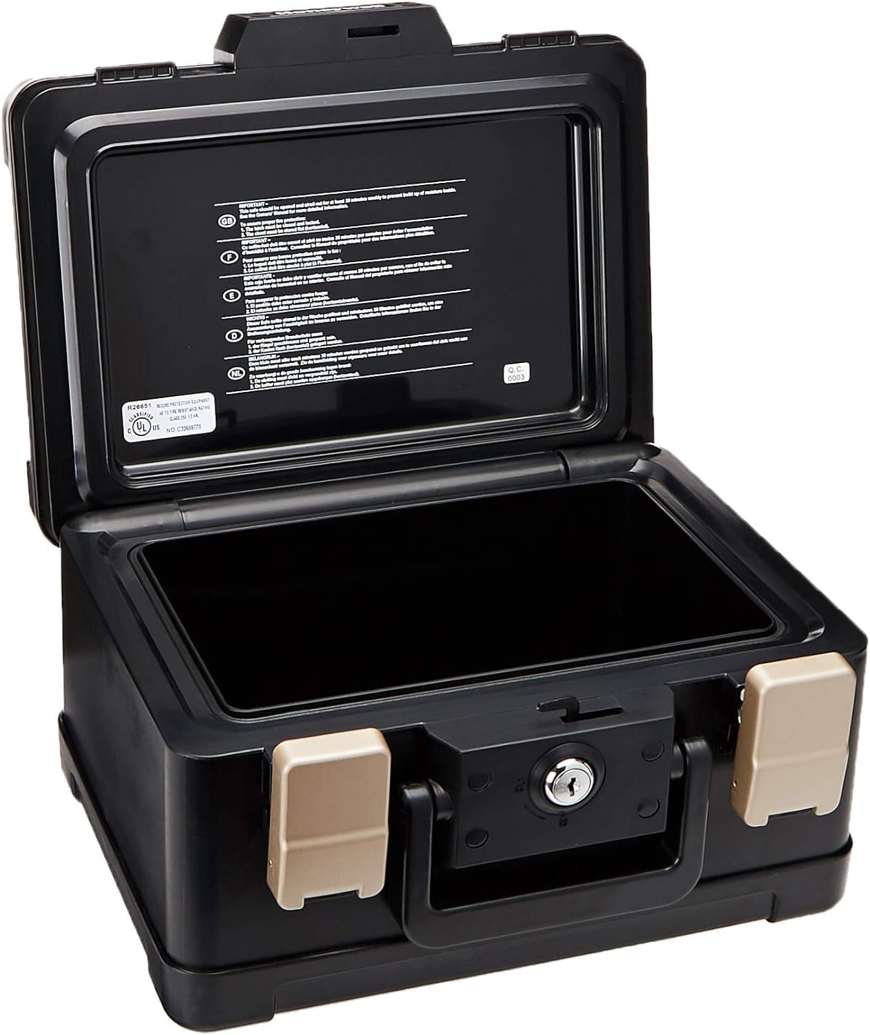 Honeywell 0,15 CU. 4.6 m² Moldeado Fuego Pecho, 9.8" x 12.4" x 7.3" - 0.15 Cubic Feet, Negro
