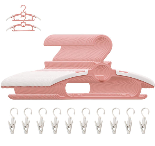 Gencuoir - 50 perchas de bebé color rosa, antideslizante y extensible, para ropa de recién nacido, percha de ropa ajustable de 11 a 14 pulgadas, para niños y niñas