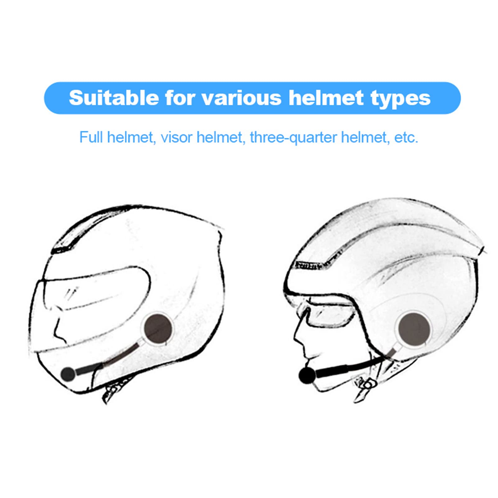 KIMISS Helmet Headphone, 1 par de Casco de Motocicleta BT Headset Auriculares Altavoces Soporte para Llamadas Manos Libres, Mensaje de Voz, Calidad de Sonido Genial
