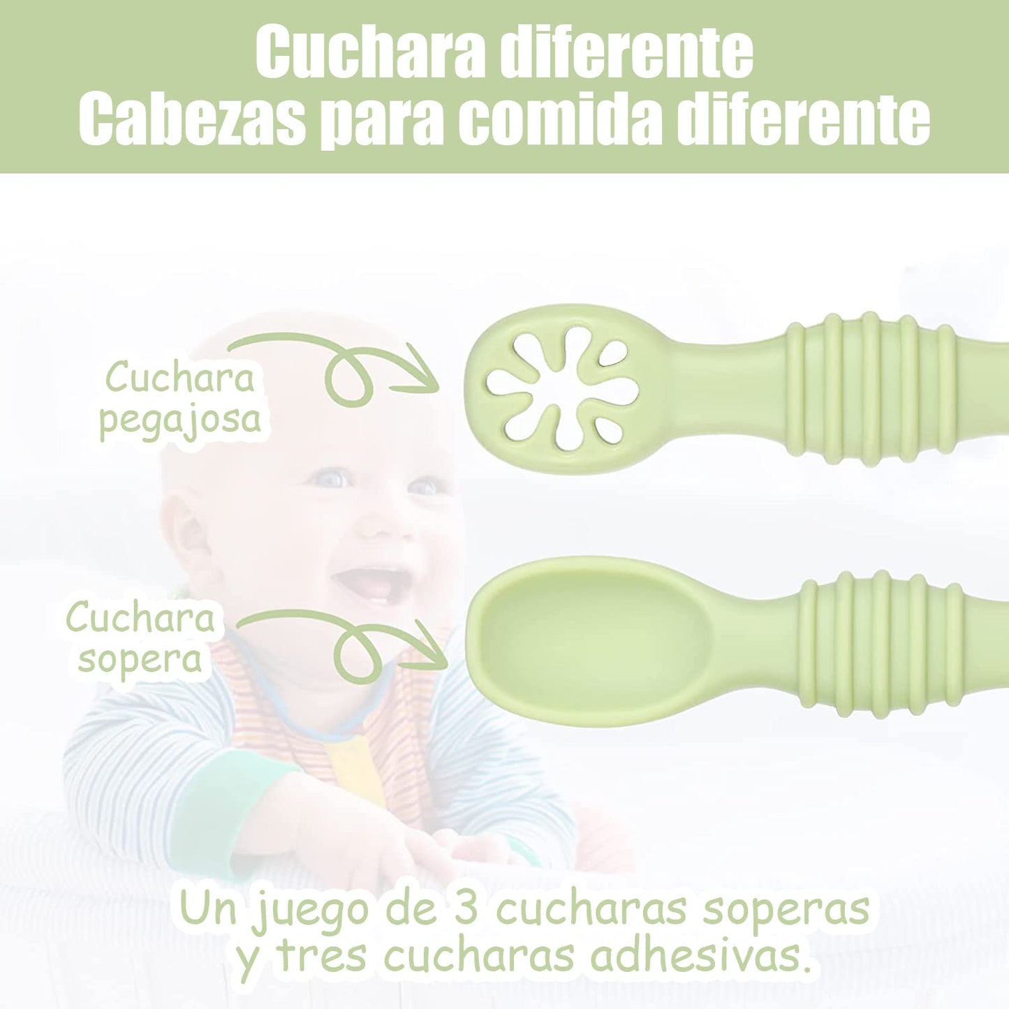 Juego de Cucharas Masticables Silicona Pequeños para Bebé