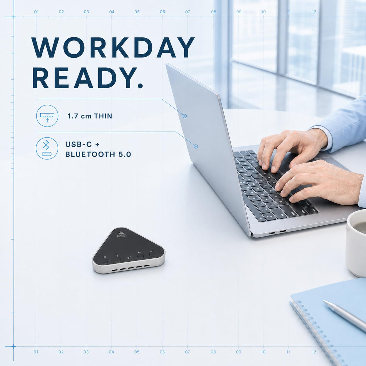Altavoz para Conferencias AiooTisu Bluetooth 5.0 USB-C 360° Reducción de Ruido AI para Reuniones