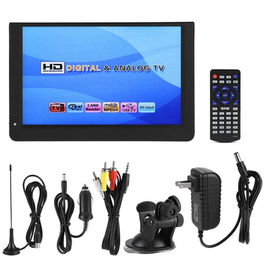 TV Digital Portátil Pantalla Color 1080P Antenas Incorporadas Entradas AV USB HDMI Conector Auriculares Estéreo