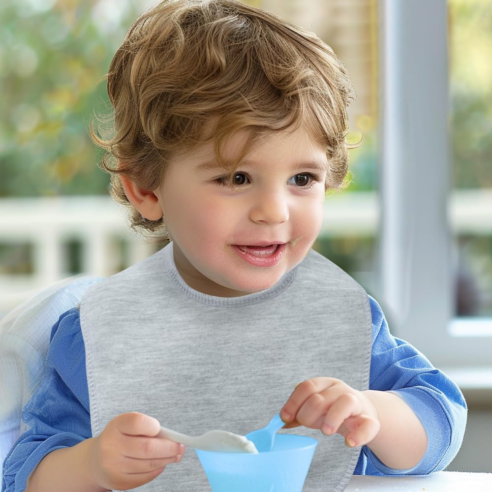 lazyrhino - Paquete de 8 baberos unisex ajustables con broches de presión ultra suaves y absorbentes para la dentición para niños y niñas (gris, paquete de 6)