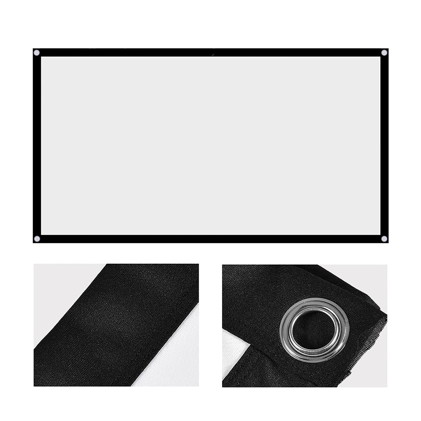 ASHATA Pantalla Portátil para, Tela para, Tejido Cortina para Proyección, Pantalla 16: 9 Plegable Tamaño Seleccionable para Cine en Casa Oficina(60 Inch)
